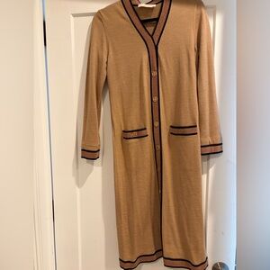 Tory Burch Metallic Camel knit dress with Black Trim